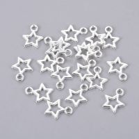 Tibetan Style Alloy Pendants Lead Free and Cadmium Free Star Silver Color Plated about 10mm wide 12mm long hole: 2mm