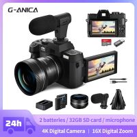 G-Anica กล้องดิจิตอลสำหรับถ่ายภาพและวิดีโอกล้องวล็อกกิ้ง4K 48MP สำหรับหน้าจอพลิก180 ° ซูมดิจิตอล16X