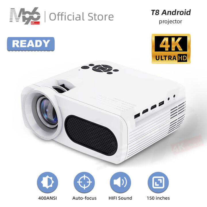 M96 Android Proyektor T8 400ANSI 4K HD Bluetooth Smart Projector ...