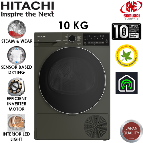 NEW 2023 HITACHI HEAT PUMP INVERTER TUMBLE DRYER 10 KG TD100XFVEM READY