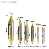 6pcs 1.0-5.0mm HSS TiN Coated Center Drill Bit Set Metalworking Hole Drilling Tool 60 Degree Combination Drill Bit Set