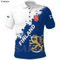 FINLAND SMUDGE Flag 3D Printed Men Women Polo Shirt Collar Short Sleeve Street Wear Casual Tee Tops Anti-shrink High Quality {in store}