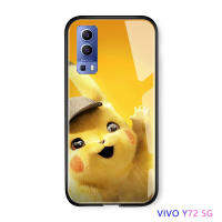 UCUC เคสโทรศัพท์เคสสำหรับ VIVO Y72 5G ปลอก Vivoy72การ์ตูนเคสมือถือ เคสโทรศัพท์ เคสหญิงพ็อกเก็ตมอนสเตอร์ Pokémon นักสืบเคสมือถือ เคสโทรศัพท์ เคสผู้หญิงกันกระแทกกระจกเทมเปอร์ฝาหลังปลอก