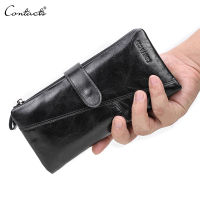 TOP☆Genuine Cowhide Leather Men Wallets Fashion Purse With Card Holder Vintage Long Wallet Clutch Money Bag