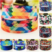 【hot】！ 7/8 22mm1  25mm1-1/2  38mm3  75mm geometric Cartoon printed Grosgrain party decoration 10 Yards Mul131