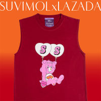 [EXCLUSIVE] SuvimolxLazada Tee - Happy Pink Bear เสื้อแขนกุดสีแดงลายหมีสีชมพู