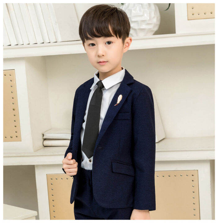 4pcs-boys-formal-set-jacket-pants-tie-brooch-set-kids-formal-suit-long-sleeve-blue-red-blazer-children-birthday-party-school-speech-event-wedding-clothing