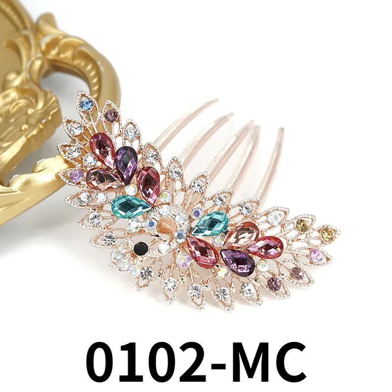 New fashion color Rhinestone Hair Accessories classic peacock open screen comb New fashion color Rhinestone Hair Accessories classic peacock open screen comb