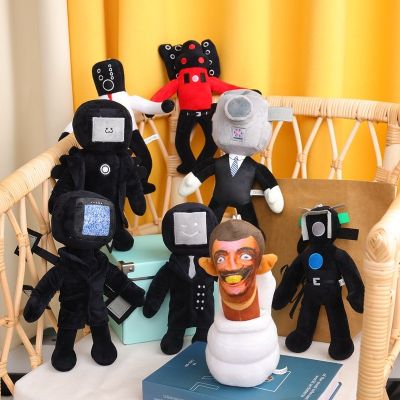 Skibidi ของเล่นตุ๊กตาผ้ากำมะหยี่ยัดนุ่นสำหรับพัดลมสำหรับเด็กๆสำหรับวันเกิดอนิเมะเกมรูปไททันทีวีช่างกล้อง