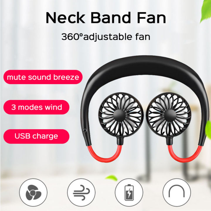 Hands-free Neck Band USB Fan Portable 360 Degree Adjustable 3 Modes Wind Mini USB Fan Hanging Air USB Cooler Fan For Sports