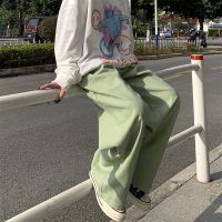 Korea Spring Casual Trousers Uni Spring Autumn 6-color Washed Brushed Straight Overalls Wide Leg Pants Men and Women Joggings