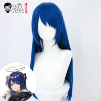 HSIU Mostima Cosplay wig Game Arknights Wig Ink blue long hair Cosplay Halloween party girl wig Fiber synthetic wig Nails Screws Fasteners