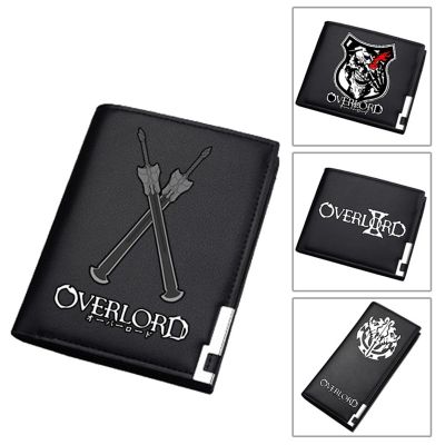 （Layor wallet） 2019 NEW Fantasy Adventure Anime Overlord Men Short Wallet Pu Leather Long Purse Fashion Card Holder Student Money Bags