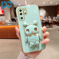 เคสโทรศัพท์แฟชั่นสำหรับ Huawei P30 P30 Pro P30 Lite P40 P40 Pro Nova P50 Pro Nova 3i Nova 4E Nova 5i Nova 5T Nova 6 SE Nova 7i Nova 7 SE ตัวชุบโลหะหรูหราเคสโทรศัพท์พับเป็นขาตั้งกระต่ายน่ารัก