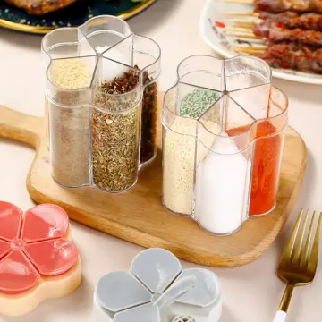 Glass Spice Jars with Bamboo Lid Spice Seasoning Containers Spice Pot Salt  Pepper Shakers Spice Organizer Kitchen Spice Jar Set Color: 5pcs jars set