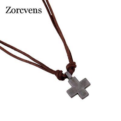 【CW】ZORCVENS New Fashion Collars Leather Vintage Alloy Cross Pendants Necklaces for Women Men Jewelry