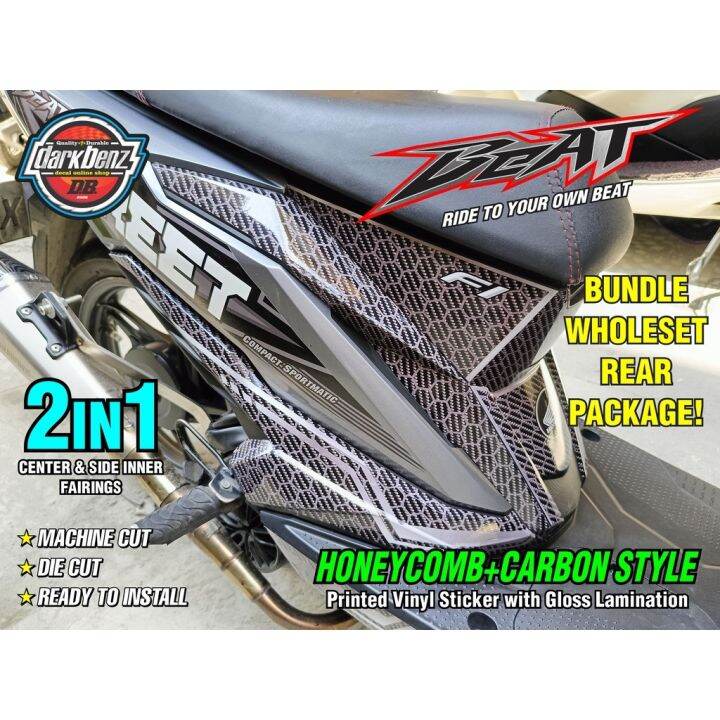 Honda Beat Fi V2 New Honeycomb Carbon Style Concept Printed Sticker Decal Made By Darkbenz 2428