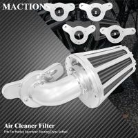 รถจักรยานยนต์ CNC Chrome Sucker Air Cleaner Filter Kit สำหรับ Harley Sportster XL Touring Dyna Softail Fat Boy Road King Street Glide