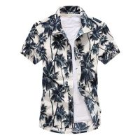 Palm Tree Printed Hawaiian Beach Shirt for Men 2019 Summer Short Sleeve 5XL Aloha Shirts Mens Holiday Vacation Clothing Chemise