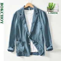 2023 Spring New Casual Linen and Cotton Safari Suits for Men Clothing Solid Color Blazers Men Jackets Oversize BL988