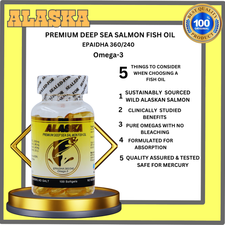 ORIGINAL AUTHENTIC Alaska Premium Deep Sea Salmon Fish Oil with Omega3