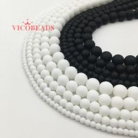 Natural Stone White Black Dull Polish Matte Onyx Agata Round Beads 16"/Strand 4 6 8 10 12 14 MM Pick Size Cables