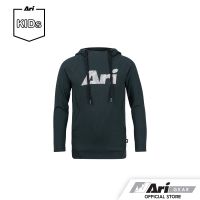 ARI KIDS COMFY PULLOVER HOODIE - DARK GREY/WHITE เสื้อฮูดดี้เด็ก อาริ คอมฟี่ สีเทาเข้ม