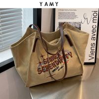 ♤○ Canvas bag womens large-capacity commuter bag 2023 new cloth bag tote bag casual one-shoulder college student class bag