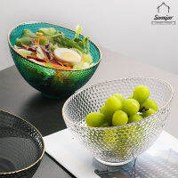 SWEEJAR 750ML Glass Bowl With Golden Rimชามสลัดแก้วผสมเครื่องดื่มความจุมาก