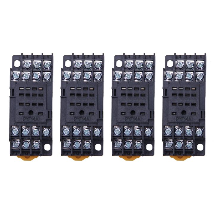 4x Pyf14a Din Rail Power Relay Socket Base 14 Pin For My4nj Hh54p My4