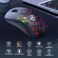 T100 RGB ความละเอียดระดับมาโครแบบมีสายและไร้สาย2.4G สองโหมด Mouse Komputer แสง RGB ของเมาส์