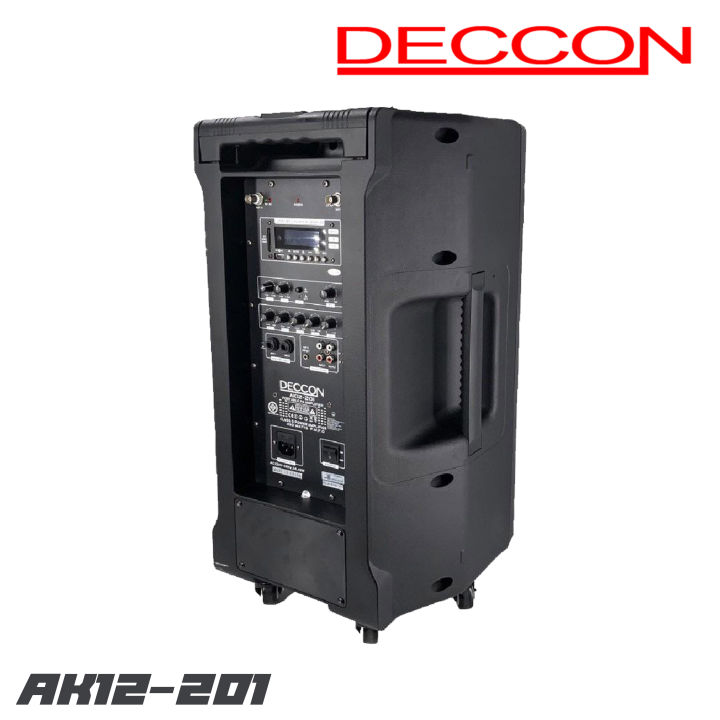 deccon-ak12-201-ตู้ลำโพงอเนกประสงค์-12-นิ้ว-พร้อมไมค์ลอย-2-ตัว-กำลังขับ-450-w-มีบูลทูธ-usb-mp3-fm-มีรีโมท-สามารถบันทึกเสียงได้-รับประกันสินค้า-1-ปี