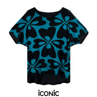 iCONiC BLUE LILY TOP #9053  เสื้อผญ ผ้ายืด ลายดอกไม้ ทรงหลวม ใส่ได้ตั้งแต่ S-XL ยาว24" เสื้อแฟชั่น เสื้อพิมพ์ลาย เสื้อไฮโซ เสื้อออกงาน เสื้อชายทะเล