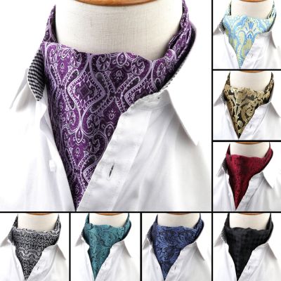 Men 39;s Vintage Luxury Paisley Wedding Necktie Formal Cravat Ascot Scrunch Self British style Gentleman Polyester Tie NO.21-35