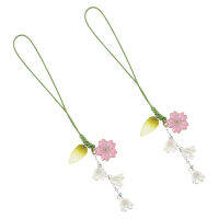 RUDMALL สายรัดโทรศัพท์มือถือ 2pcs สายพวงกุญแจดอกไม้เครื่องประดับโทรศัพท์เชือกเส้นเธอตกแต่งสำหรับผู้หญิง