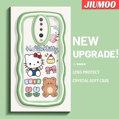 เคส JIUMOO สำหรับ Xiaomi POCO X2 POCO F2 Redmi เคส K30ลาย Hello Kitty แฟชั่นขอบคลื่นเคสโทรศัพท์แบบใสง่ายลายการ์ตูนเลนส์กล้องถ่ายรูปป้องกันการกระแทกเคสนิ่มเคสใสซิลิโคน