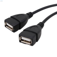 Deng 2 in 1 Usb2.0 EXTENSION CABLE FEMALE TO Dual USB MALE Data CABLE Y Splitter USB Adapter สายชาร์จสำหรับเชื่อมต่อการ์ดเครือข่ายฮาร์ดดิสก์