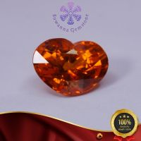 พลอยสเปคซาไทน์ 3.73 ct. (Natural Spessartite) สีส้มแมนดาริน  TOP COLOR สีสวย รูปร่างหัวใจ ขนาดกำลังน่ารัก พลอยดิบไม่มีการเผา การันตีพลอยแท้ 100%