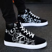 HOT★Fashion High Top Shoes Men Sneakers Breathable Casual Cool Street Canvas Shoes Men Vulcanize Shoes Black Blue Red Mens Sneakers