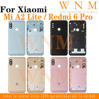 ฝาครอบแบตเตอรี่หลังสำหรับ Xiaomi Mi A2 Lite / Redmi 6 Pro พร้อมโลโก้ฝาครอบหลังกระจกแบตเตอรี่อะไหล่เคสด้านหลังพร้อมกรอบเลนส์