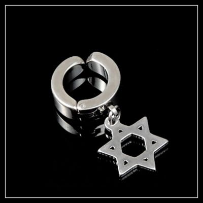 1Piece Korean New Fashion Smooth Titanium Steel Cross Ear Clips Without Piercing Six-pointed star Gecko Black Non Piercing Fake Earrings Hip Hop R Punk Earring Jewelry For Men And Women