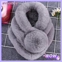 SYBOOKS Winter Windproof Comfortable Candy Color Faux Fur Scarf Thicken Warm Shawl Plush Scarves Coat Collar