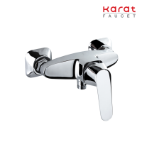 Karat Faucet ก๊อกผสมยืนอาบแบบก้านโยกติดผนัง สำหรับฝักบัวสายอ่อน KF-30-760-50