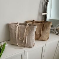 Luxury Design Straw Woven Tote Bags Summer Casual Large Capacity Handbags New Fashion Beach Women Shoulder Simple Shopping Bag