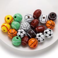 10Pcs/Lot Sports Ball Shape Wood Bead Wooden Spacer Loose Beads for DIY Bracelet Necklace Jewelry Making Findings Accessories