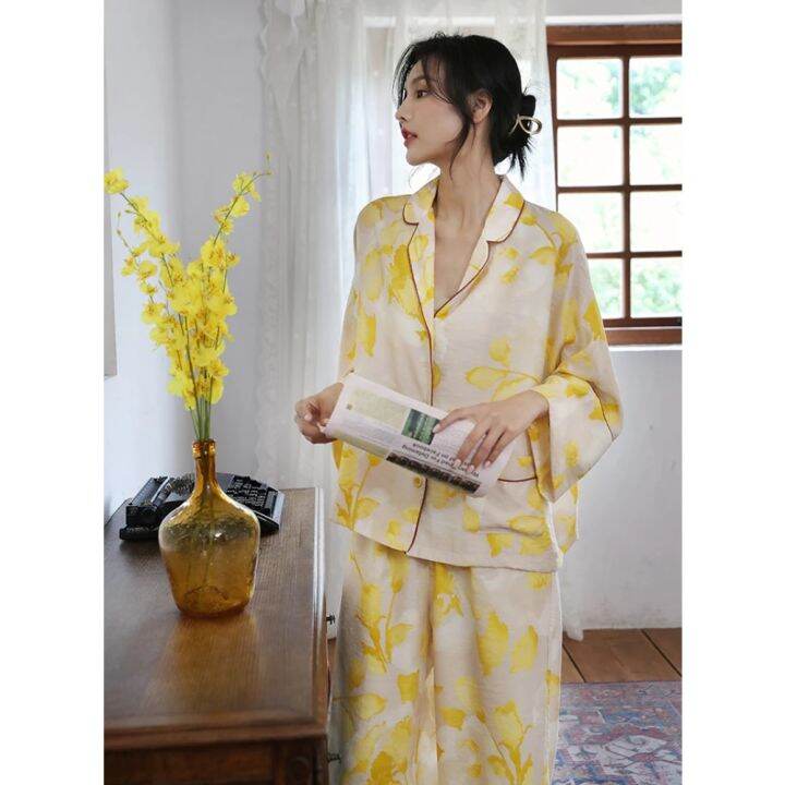 2022-spring-new-floral-printed-pajamas-set-loungewear-sleepwear-for-women-2-pieces-long-sleeve-wide-leg-pyjama-home-clothes