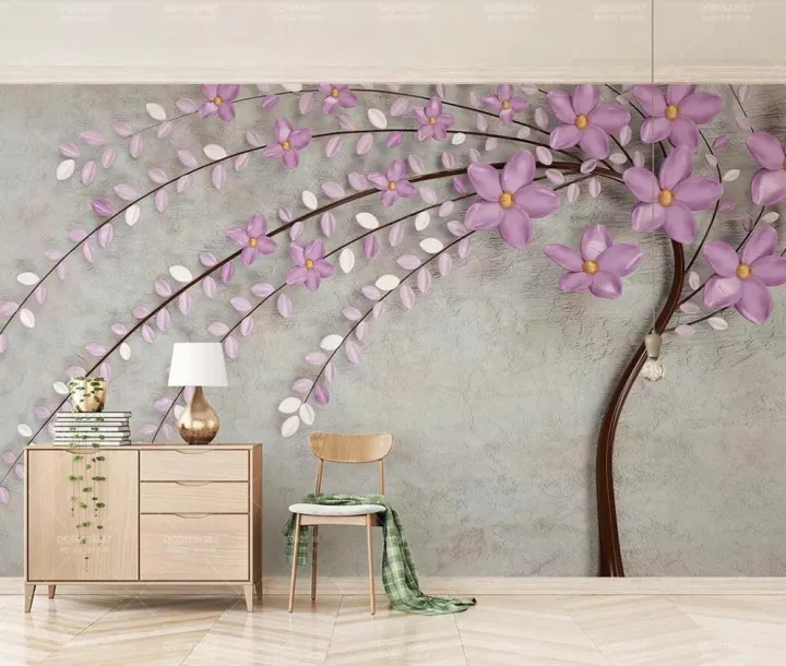 Tree flower Murals Wallpaper 3D TV Background Large Wall Painting wallpapers  for Living Room Mural floral wall Paper | Lazada PH