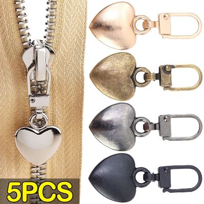 ♗﹍™ 5/1PCS Zippers Puller Head Heart Shape Detachable Metal Zipper Slider Repair Kits for Bags Backpack Coat Sewing Zipper Pull Tab