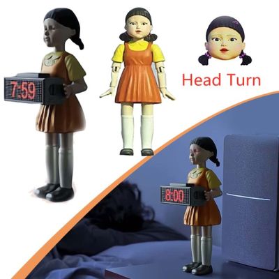 Squid Game Electronics Alarm Clock Fires Bullets Red Green Light Doll Clock Bedroom Desk Decoration Funny Doll Squid Game 2021