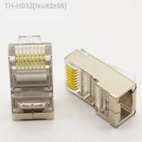 50pcs rj45 connector cat6 shielded network connectors rj45 plug 8p8c terminals for stp ethernet Cable switches modem